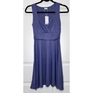 Lascana Periwinkle Gray Jersey Knit Faux Wrap Look Dress Size 34 / US 2 NEW